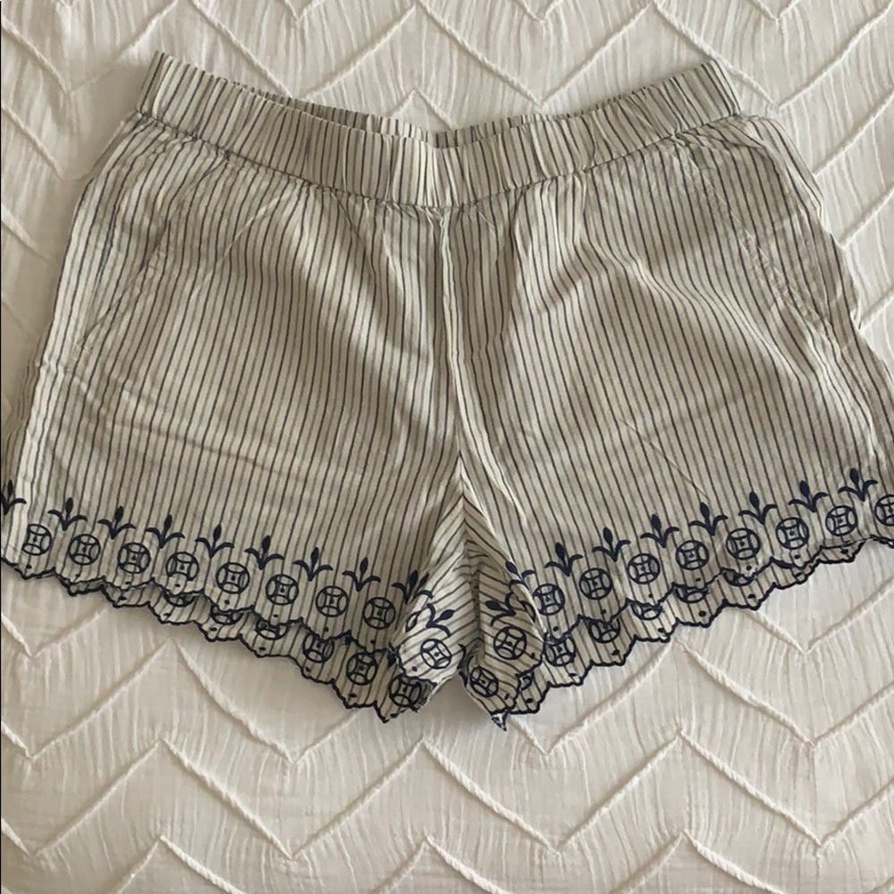 Madewell Striped Embroidery Seam Shorts